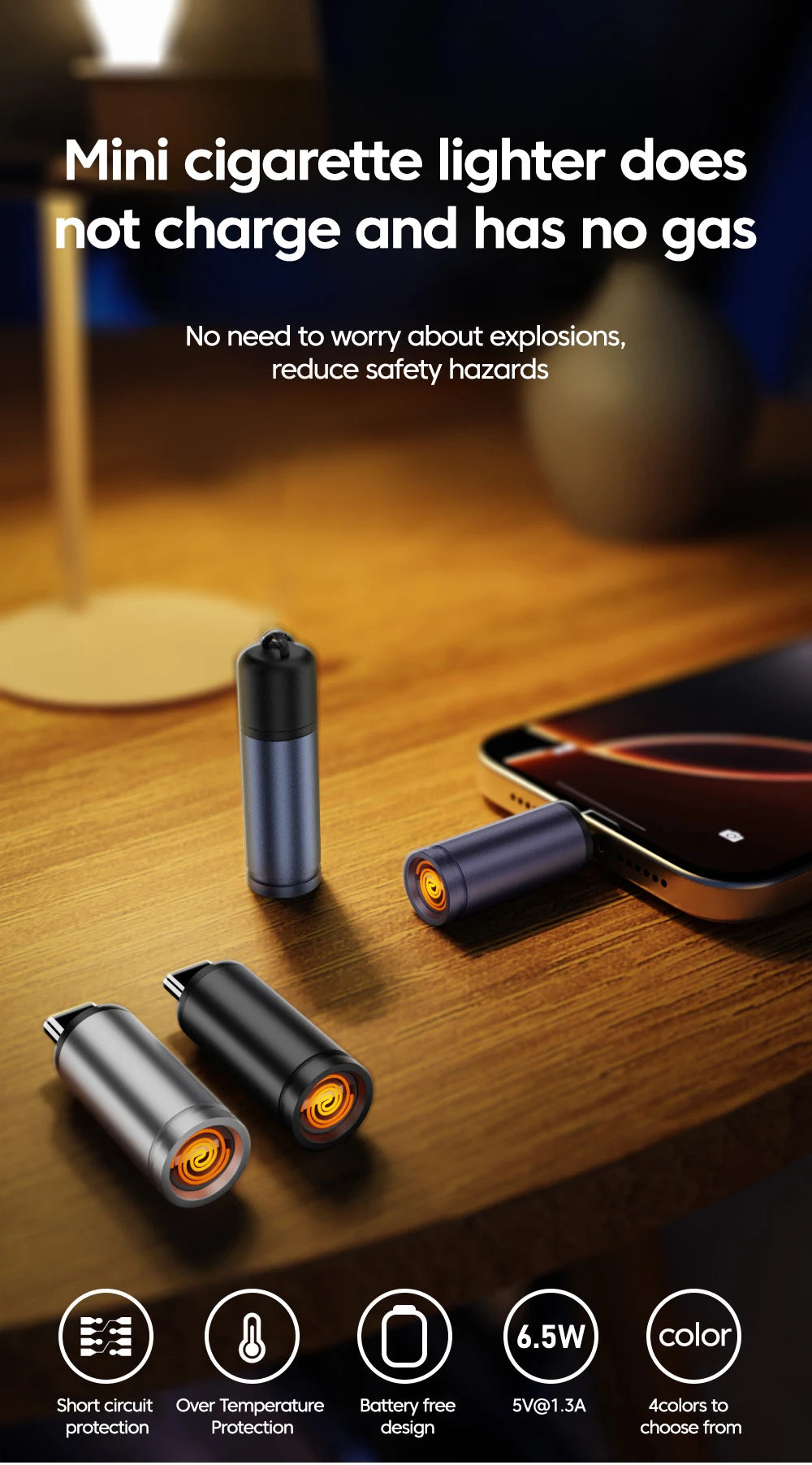 Mini USB-C Phone Lighter, Windproof