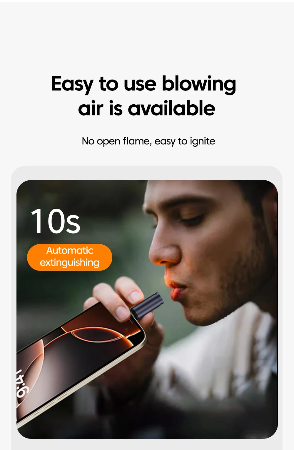 Mini USB-C Phone Lighter, Windproof
