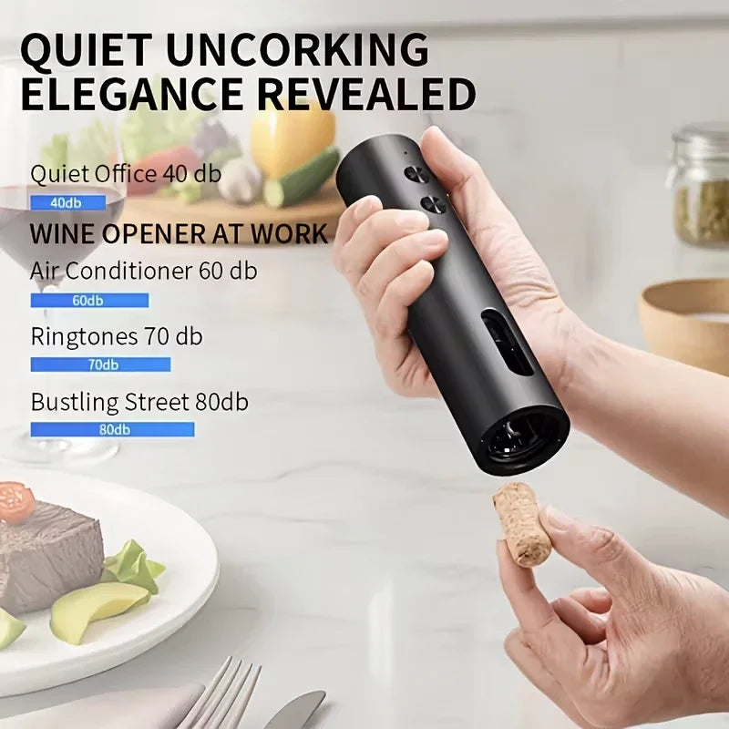 Rechargeable Electric Wine Opener with Foil Cutter, Wine Pourer & Vacuum Stopper USB-C Charging Compact Design for Home Kitchen