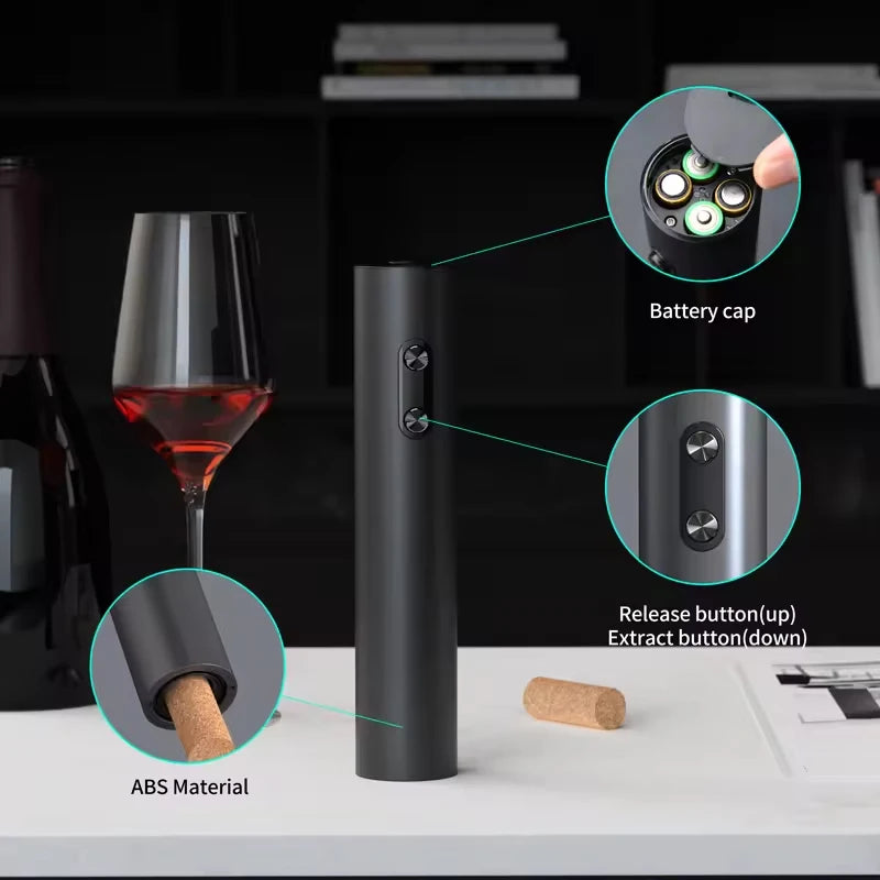 Rechargeable Electric Wine Opener with Foil Cutter, Wine Pourer & Vacuum Stopper USB-C Charging Compact Design for Home Kitchen